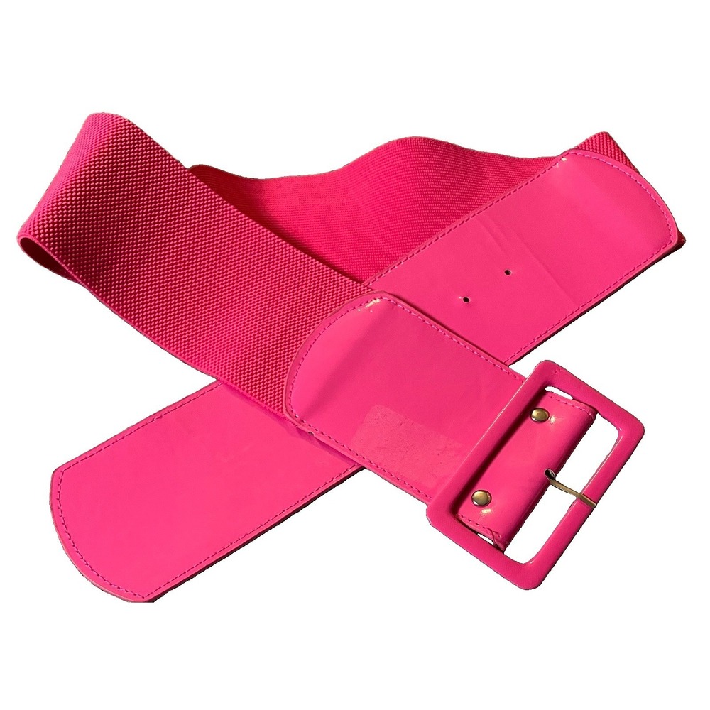 Wide Stretch Fashion Belt Womens M/30 Pink Faux Leather Nylon